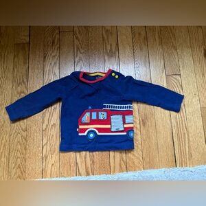 Baby Boden Fire Truck Long Sleeve Tee - Size 6-9 Months